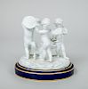 Sèvres Style Bisque Porcelain Figural Group of Three Putti Musicians