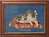19th Century School, Woolwork Picture of a King Charles Spaniel