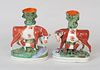 Two Staffordshire Pottery Cow-Form Spill Vases