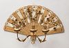 Painted Parcel-Gilt Fan with Three-Light Candelabra Arm