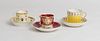 Three Porcelain Teacups and Saucers