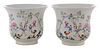 Pair Chinese Famille Rose Porcelain Jardinieres
