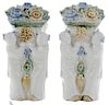 Pair Chinese Porcelain Figural Wall Pockets