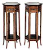 Pair Regency Bamboo and Ebonized Six Sided Urn Stands