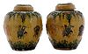 Pair Sancai-Glazed Covered Jars with Buddhist Symbols