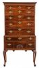 American Queen Anne Cherry and Maple High Chest of Drawers