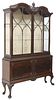 ENGLISH CHIPPENDALE STYLE CARVED MAHOGANY DISPLAY CABINET