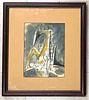 Framed Watercolor on paper signed Wifredo Lam (CUBAN) and dated 