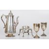 Silverplate Coffee Pot, Goblets and Other Items