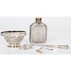 Meriden Silverplate Flask and Other Sterling Items