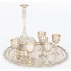Persian Silver Decanter and Wine Glasses