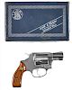 Smith & Wesson model 60, five-shot revolver, .38 special caliber, stainless steel with walnut grip