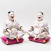 Pair of French Porcelain Nodding Pagoda Figures