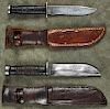 WW II era Case XX 337-6Q fighting knife with sheath, 6'' blade, together with a Kinfolks fighti
