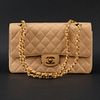 Chanel Tan Quilted Lambskin Leather Medium Classic Double Flap Bag