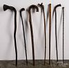 Collection of seven canes and walking sticks, 19th/20th c., to include root examples