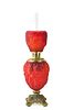 VICTORIAN RED SATIN GLASS OIL LAMP