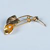 Pretty 18K Gold and Pearl Lily Flower Brooch