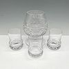 4pc Crystal Glasses, Tyrone Brandy Glass + Rosenthal Shot Glasses