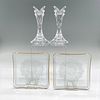 4pc Decorative Glass Candlesticks and Small Dishes
