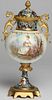 Sevres-Style Gilt Ormolu Champleve & Porcelain Urn