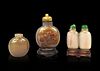 3 Chinese Agate Carved Snuff Bottle, Qing Dynasty
