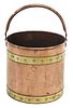COPPER & BRASS-BANDED & STUDDED HANDLED BUCKET