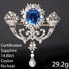 IMPORTANT AND MAGNIFICENT BELLE EPOQUE CERTIFICATED SAPPHIRE AND DIAMOND BROOCH.