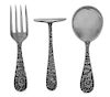 A Set of Three American Silver Small Flatware Articles, S. Kirk & Son, Baltimore, MD, Late 19th Century, Repousse pattern, compr