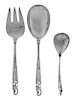 * Three American Silver Servers, First Half 20th Century, each with applied beaded decoration, comprising 1 serving spoon and 1