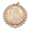 Cultured Pearl, Mother-of-Pearl, 14k Religious Pendant