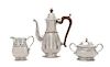 * An English Silver Three-Piece Coffee Set, Adie Brothers Ltd., Birmingham, 1927, comprising a coffee pot, creamer and covered s