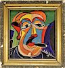Hugo Scheiber O/C Cubist Portrait Painting of Man