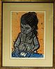 Irving Amen Young Painter Colored Woodcut Print