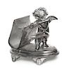 An American Silver-Plate Figural Napkin Ring with Cupid, Derby Silver Co., Derby, CT, Late 19th Century, the oval base raised on
