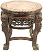 Antique Chinese Marble Insert Carved Low Table