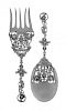 A Pair of Continental Silver Servers, Probably Dutch or German, 20th Century, comprising a serving spoon and serving fork, each