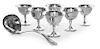 A Set of Six American Silver Sorbets, Watson Company, Attleboro, MA, 20th Century, with the lobed rims spaced by beads, raised o