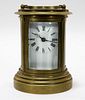 French Brass Cylindrical Carriage Clock