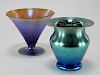 2 FINE American Contemporary Art Glass Vases