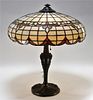 C.1910 American Stained Glass Rams Head Table Lamp