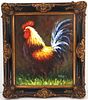 Fantastic Signed Painting of a Rooster, O/C