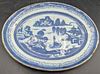 19th C Chinese Blue & White Canton Ware Platter