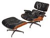 Charles Eames Leather Upholstered and Laminated Rosewood "670" Lounge Chair and "671" Ottoman