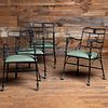 Set of Four Black Painted Aluminum and Upholstered Garden Chairs, in the Manner of Diego Giacometti