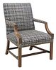 GEORGE III STYLE UPHOLSTERED LIBRARY ARMCHAIR