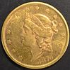 1876-S $20 GOLD LIBERTY AU/BU