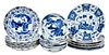 17 Chinese Blue and White Porcelain Dishes