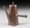 Joseph Heinrichs Hammered Copper & Silver Coffee Pot c1905