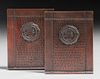 Roycroft University of Illinois Hammered Copper Bookends c1920s